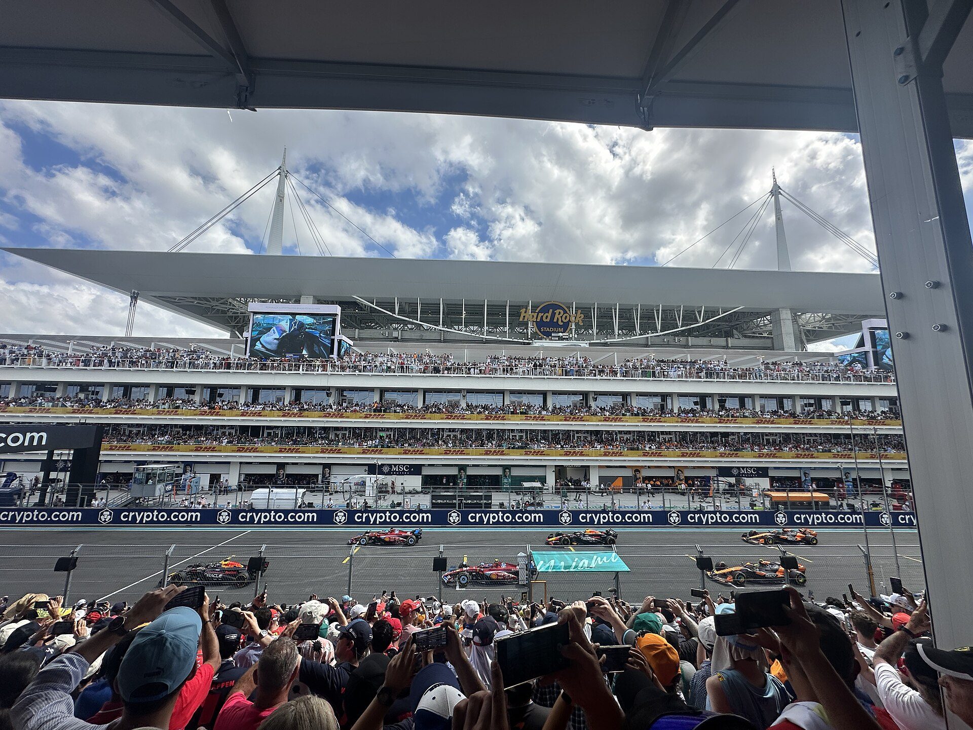 The start-finish straight at the 2024 Miami Grand Prix