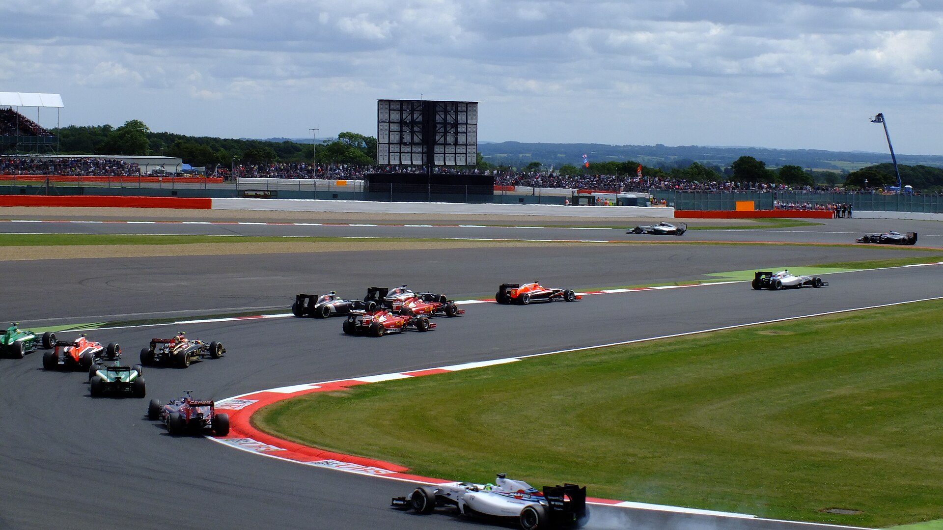 The first lap of the 2014 British Grand Prix at Silverstone